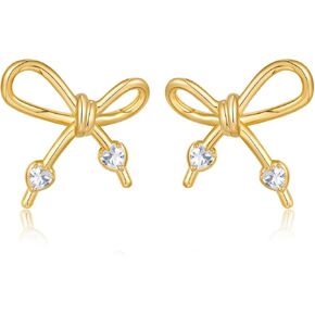 WOWORAMA Gold Bow Earrings for Women Trendy Ribbon Bow Tie Earrings Cute Bowknot Drop Earrings Statement Gold Earrings Jewelry Gifts