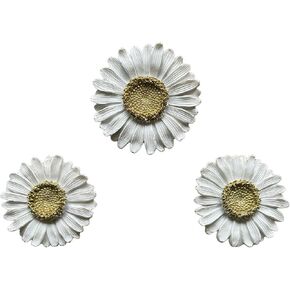 Flowers Wall Decor White and Gold Floral Wall Hangings Resin Daisy Wall Art