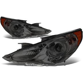 Auto Dynasty Factory Style Projector Headlight Lamps Compatible with Sonata (Excludes Hybrid) 2011-2014, Driver and Passenger Side, Black Housing Clear Corner