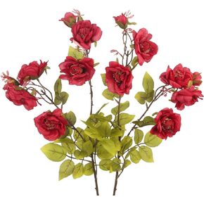 CISDUEO 2 Pcs Artificial Rose Flowers with Stems Red Silk Flowers Bulk Fall Floral Arrangement Fake Roses Flowers Silk Rose Flowers Bouquet for Autumn Home Decor Indoor Table Centerpiece Thanksgiving