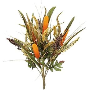 Admired By Nature 1 Piece 14 Stems Artificial Flowers Cattail Wheat Fall Mixed Bush Decorative Flower Arrangements Floral Cattails Plant for Wedding Home Office Cemetery Flowers for Grave, 4. Tuscany