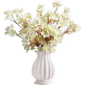 Tinsow Artificial Cherry Blossom Branches, 6 Pcs Fake Peach Flowers Stems Silk Flower for Spring Table Centerpiece Wedding Home Decor (6, Pink)