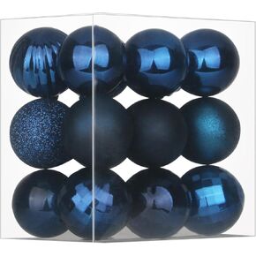 Navy Blue 1.6" Small Christmas Balls Christmas Tree Decoration Ornaments Shatterproof Hanging Balls for Birthday Halloween Holiday Wedding Decorations Set of 18pcs