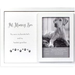 PRINZ 09-DS-84128 Pawz Decorative Dog Photo Keepsake Memory Box, 10Wx 3.75H, White Wash