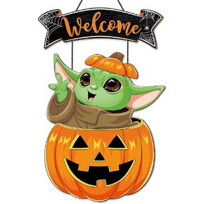 Halloween Wood Door Hanging Sign Decorations, Cute Pumpkin Wooden Signs, Halloween Welcome Front Door Hanger Yard Wall Home Decor for Halloween Party Supplies in Kuwait