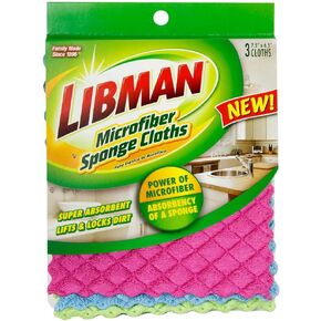 Libman 2103 Microfiber Sponge Cloth with Microfiber and Sponge Layers