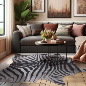 Faux Cowhide Rug: 4.6x5.2 Premium Animal Skin Rug - Cow Print Rugs for Western Décor Living Room Bedroom