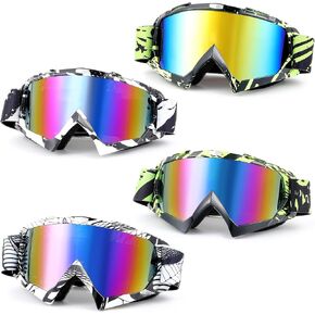 4 Pairs Dirt Bike Goggles Motorcycle Goggles Motocross Goggles Riding Racing Atv Goggles for Men Women Power Sports Ski