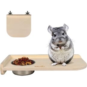 Chinchilla Wooden Platform Set, Chinchilla Cage Platform with Feeding Bowl, Small Animals Cage Accessories for Chinchilla Squirrel Gerbil Suger Glider Hamsters (Feeding Platform + Small Platform) in Kuwait
