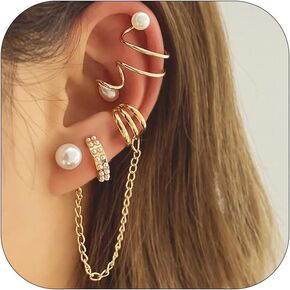 Pearl Ear Cuff for Women Trendy Ear Cuffs Earrings Non Piercing Pearl Cartilage Cuff Jewelry Gift for Teen Girls