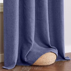jinchan Linen Textured Blue Drapes Grommet Top 96 inch Length Blackout Curtains Living Room Bedroom Window Treatment Heavy Weight 2 Panels