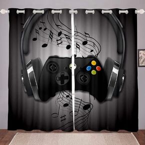 Boys Games Room Darkening Curtain Red Gaming Console Window Curtain for Bedroom Video Game Gamepad Window Curtain for Kids Girls Teens Hipster Gamer Game Controller Not Blackout Drapes,38 X 45 Inch