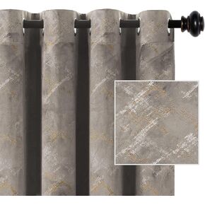 Luxury Velvet Curtains 84 Inches Long Thermal Insulated Blackout Curtains for Bedroom Foil Print Thick Soft Velvet Grommet Curtain Drapes for Living Room Vintage Home Decor, 2 Panels, Black