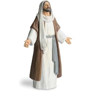 Jesus Christ Statue with Open Arms, Hand Painted Saint Statue Religious Modern Home Decor, Christian Jesus Figurines Religious Gift 9.5 Inch High