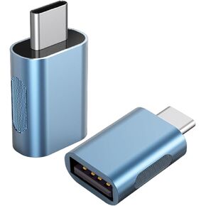 Pack of 2 USB C to USB A OTG Adapter Blue, 10Gbps Data Sync Zinc Alloy Charger Converter Type C Male to USB 3.2 Type A Female for Phone 15 Samsung PC Laptop Flash Drive ADT-CCB2