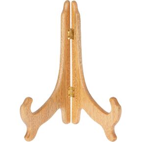 Bard's Hinged Medium Wood Plate Stand, 9" H x 7.25" W x 5" D (For 9" - 10.5" Plates)