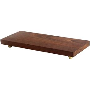 GOLDY&WENDY Wooden Tray Base Walnut Brass Legs Oxidation Resistant Sturdy Decor Kitchen Living Room Dining Room Vintage Wood Pedestal Stand
