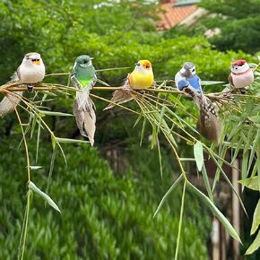 5 Pieces Artificial Birds Faux Birds Colorful Fake Birds Clip on Birds Foam Realistic Feather Birds Wreath for Crafts & Decoration Christmas Tree Yard Patio Home Decor