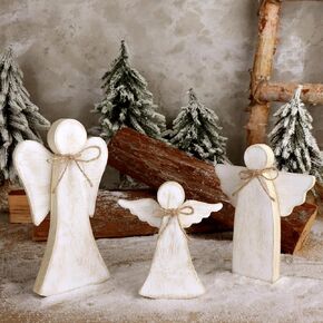3 Pcs Angel Ornaments Christmas Decorations Indoor, Primitive Farmhouse Christmas Decor Figurine, Angel Statue Home Decor for Indoor Home Display, Tabletop