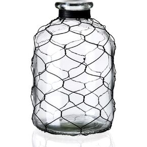 مزهرية زجاجية مزخرفة على شكل نجمة من Diamond Star مزهرية زهور ملفوفة بأسلاك الدجاج لديكور المنزل (4 × 7 بوصات) شفافة in Kuwait