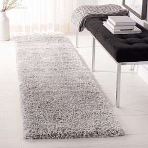 SAFAVIEH Fontana Shag Collection 2'3" x 6' Grey FNT800F Solid Non-Shedding Living Room Bedroom Dining Room Entryway Plush 2-inch Thick Runner Rug