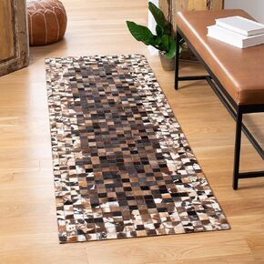 SAFAVIEH Studio Leather Collection 8' x 10' Beige/Brown STL803B Handmade Mid-Century Modern Leather Area Rug