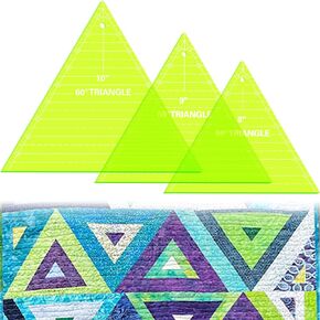 Kigley 3 Pcs 60 Degree Triangle Ruler for Quilting 8 9 10 Inch Acrylic Template Rulers Quilting Sewing Layer Cake Patchwork Supplies for Cutting Pattern DIY Craft(Clear)