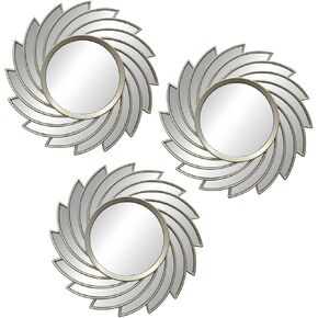 Cute Wall Mirror with Sawtooth-Shaped Set of 3 Mini Wall Hanging Mirror Boho Home Decor for Apartment Living Room，Bedroom&Bathroom Ideas