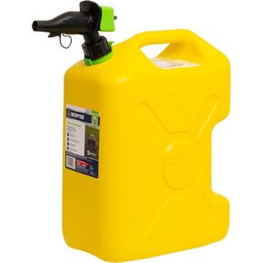 Scepter SmartControl 5 Gallon 18.9 Liter Plastic Dual Handle Diesel Gas Container Jug with Controllable Flow Nozzle Spout, Yellow