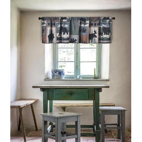 De Leon Collections Woodland Forest Patchwork Animal Nature 72" x 16" Semi-Sheer Window Valance Curtain with Rod Pocket