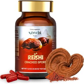 Yen Chi Yan Zhi Reishi Mushroom Supplement Capsules - Premium Ganoderma Lucidum Cracked Spore - Exclusive Gamma Tech for Sleep, Heart Health & Immune Support, 60 Capsules