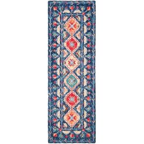 SAFAVIEH Aspen Collection 8' x 10' Navy / Orange APN515N Handmade Boho Wool Area Rug