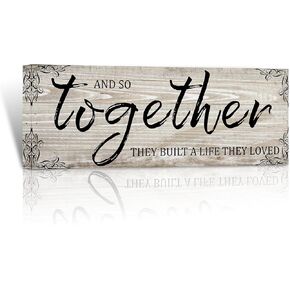 Vefacaiyo Together They Built A Life They Loved Sign Canvas Wall Art, 40"x 16" Inspirational Quotes Signs Canvas Poster Painting Artwork for Living Room Bedroom Home Wall Decor