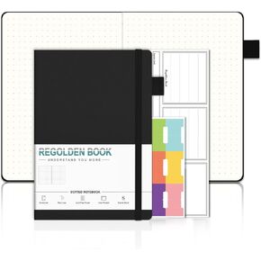 Regolden-Book Dotted Journal Dot Grid Journals A5, Thick Paper Dotted Hardcover Notebooks for School/College/Work/Office/Business, 176 Pages 8.5x5.5 (Teal)