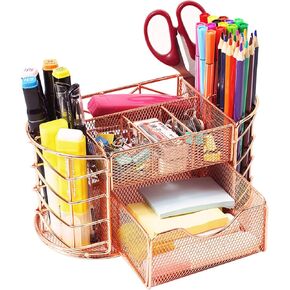 Marbyraz Desk Organizer, Pen Holder for Desk, Metal Pencil Caddy Storage for Desktop Office Supplies (Black)