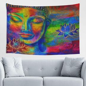Conank Buddha Tapestry Spiritual Wall Hanging Meditation Buddhist Tapestries Wall Art Hippie Bohemian Psychedelic Abstract Zen Lotus Flower Tapestries for Bedroom Living Room Home Decor 40x30 IN