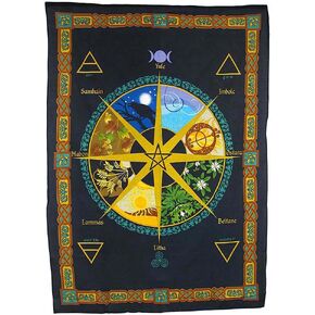 Pagan Wheel of the Year Tapestry, Calendar Natural Cycle Cotton Tapestry