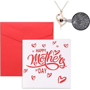 Foldin'Fun Mother's Day Card Greeting Card with Envelope and Necklace on Anniversary Happy Mother's Day Card for Mom Birthday Gift for Mother Grandma from Daughter Son Kid