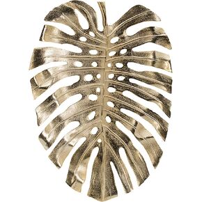 Benjara BM302543 25 in. Linzo Monstera Leaf Metal Wall Hanging Decor Bright Gold