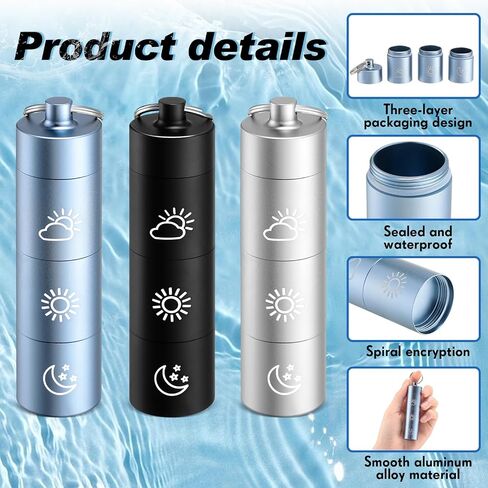 3 Pcs Keychain Pill Container Daily Waterproof Pill Case Organizer Aluminum Alloy Portable 3 Compartment Pill Box Keychain Small Pill Holder Travel for Men Women Medicine Fish Oil Supplement in Saudi Arabia