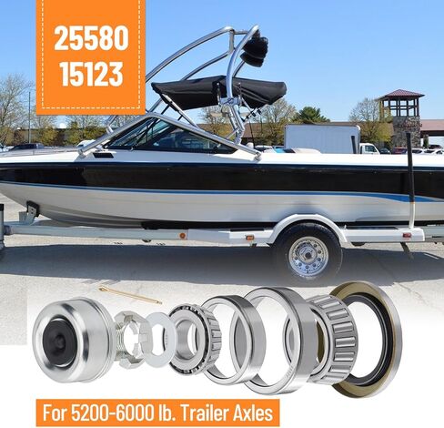 2 Set Trailer Axles Bearings Kit: 30205 Bearings Races TC 30x52x10mm Seals Dust Covers Cotter Pins Fit for 25mm Axles Trailer Wheel Hub in Saudi Arabia