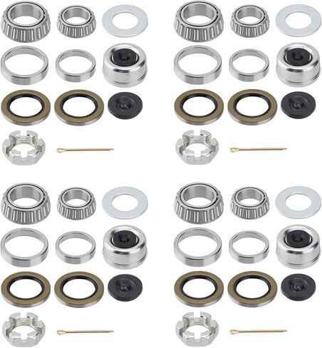 2 Set Trailer Axles Bearings Kit: 30205 Bearings Races TC 30x52x10mm Seals Dust Covers Cotter Pins Fit for 25mm Axles Trailer Wheel Hub in Saudi Arabia