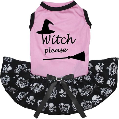 Petitebella Witch Please Puppy Dog Dress (Black/Gold Cobweb, X-Small) in Saudi Arabia