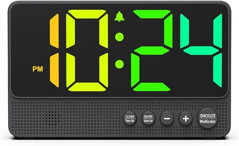 [Simple] Alarm Clock for Bedroom, Small LED Digital Clock with Large Number, RGB Display, Loud Alarm, Modern Electric Cool Clock for Bedside/Desk/Living Room and Kids/Boys/Teens/Seniors/Heavy Sleepers in Kuwait