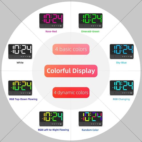 [بسيط] ساعة منبه لغرفة النوم، ساعة رقمية LED صغيرة مع رقم كبير، شاشة RGB، منبه عالٍ، ساعة كهربائية حديثة باردة لجانب السرير/المكتب/غرفة المعيشة والأطفال/الأولاد/المراهقين/كبار السن/ذوي النوم الثقيل in Saudi Arabia