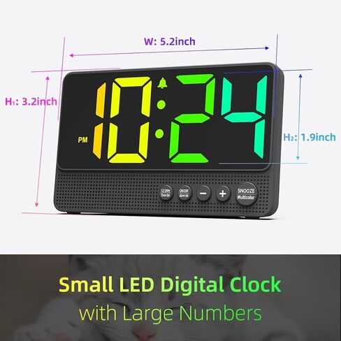 [بسيط] ساعة منبه لغرفة النوم، ساعة رقمية LED صغيرة مع رقم كبير، شاشة RGB، منبه عالٍ، ساعة كهربائية حديثة باردة لجانب السرير/المكتب/غرفة المعيشة والأطفال/الأولاد/المراهقين/كبار السن/ذوي النوم الثقيل in Saudi Arabia