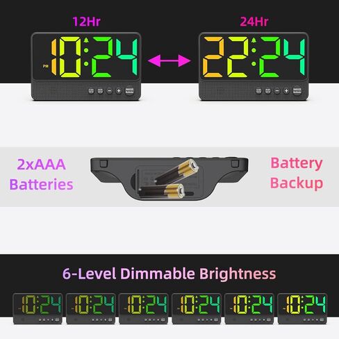 [بسيط] ساعة منبه لغرفة النوم، ساعة رقمية LED صغيرة مع رقم كبير، شاشة RGB، منبه عالٍ، ساعة كهربائية حديثة باردة لجانب السرير/المكتب/غرفة المعيشة والأطفال/الأولاد/المراهقين/كبار السن/ذوي النوم الثقيل in Saudi Arabia