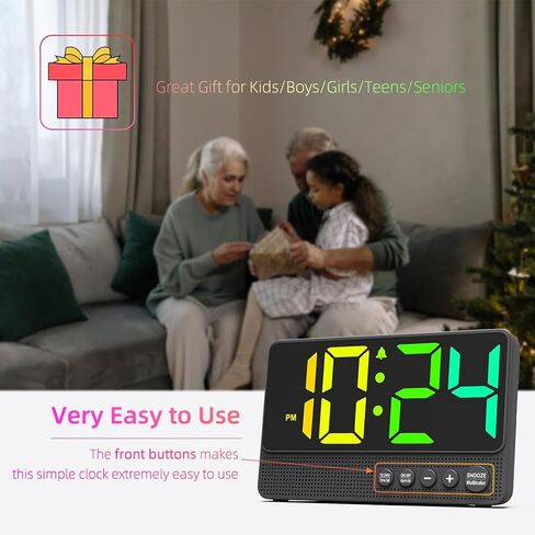 [بسيط] ساعة منبه لغرفة النوم، ساعة رقمية LED صغيرة مع رقم كبير، شاشة RGB، منبه عالٍ، ساعة كهربائية حديثة باردة لجانب السرير/المكتب/غرفة المعيشة والأطفال/الأولاد/المراهقين/كبار السن/ذوي النوم الثقيل in Saudi Arabia