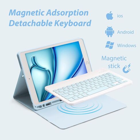 Keyboard Case for iPad 10.2" 9th 8th 7th Generation, Built-in Pencil Holder - Detachable Bluetooth Keyboard with Pencil Holder for iPad Pro 10.5" / iPad Air 3rd Gen-Black in Saudi Arabia
