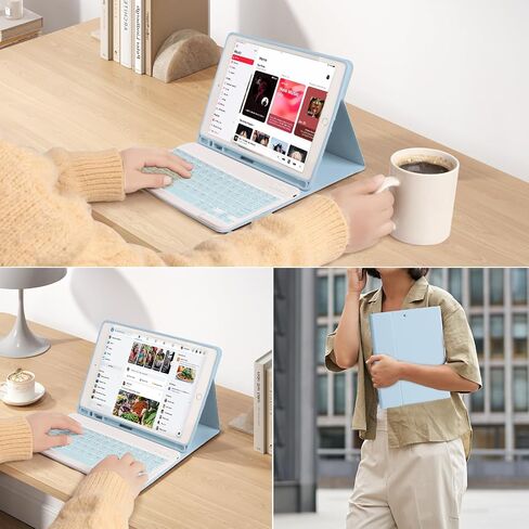 Keyboard Case for iPad 10.2" 9th 8th 7th Generation, Built-in Pencil Holder - Detachable Bluetooth Keyboard with Pencil Holder for iPad Pro 10.5" / iPad Air 3rd Gen-Black in Saudi Arabia